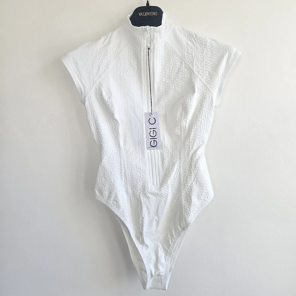 GIGI C Lilith Surf Zip Ivory One Piece Swimsuit Surf Suit NWT